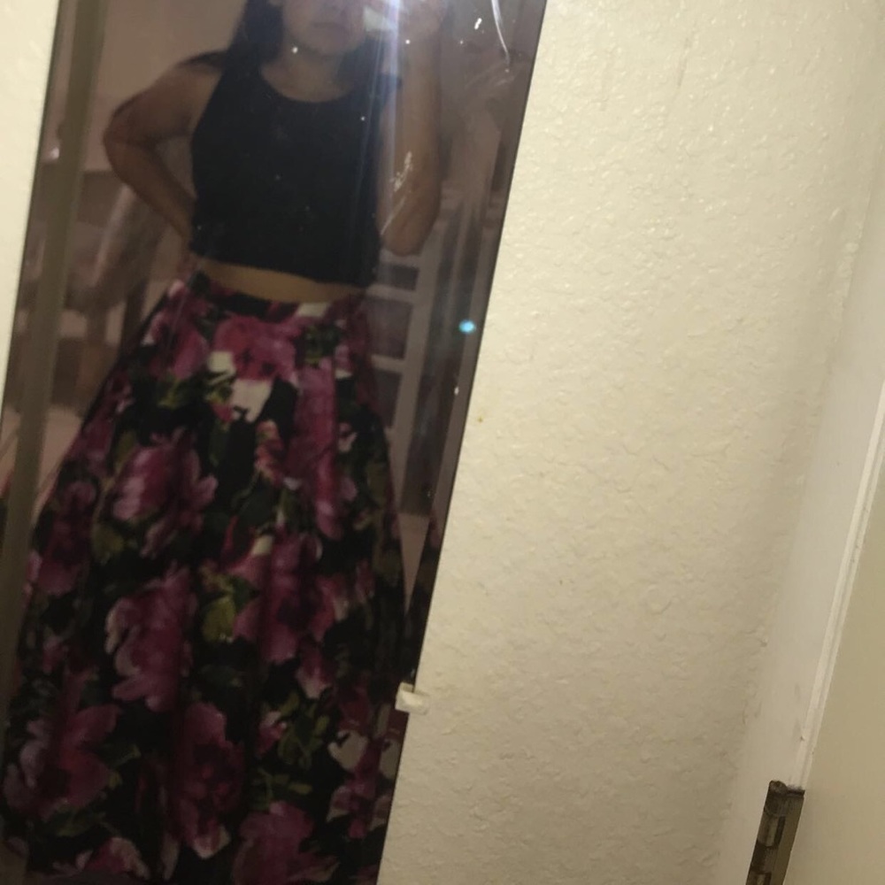 Two piece floral formal dress
